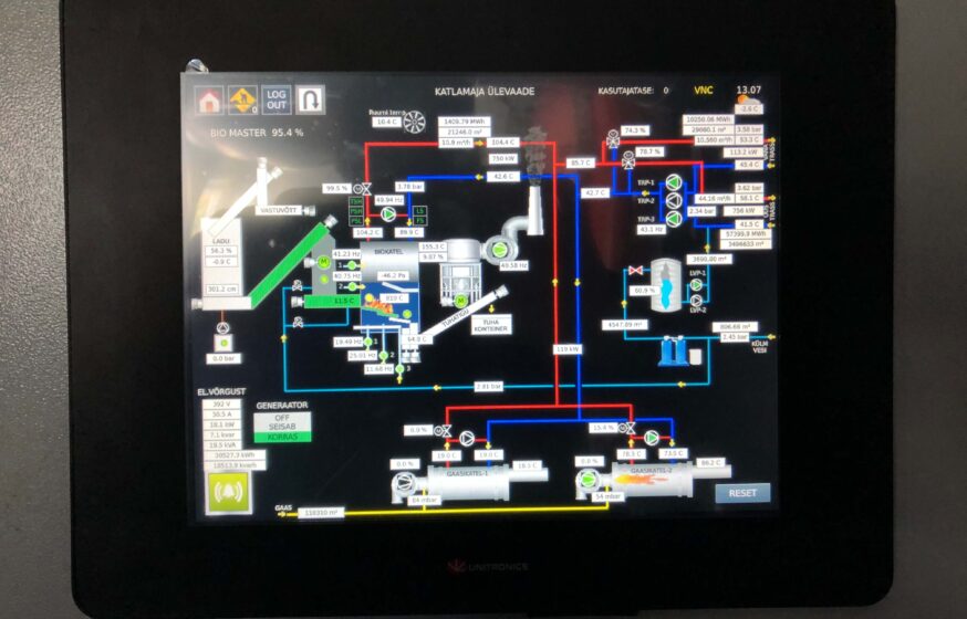 automation panel of the biofuel boiler house
