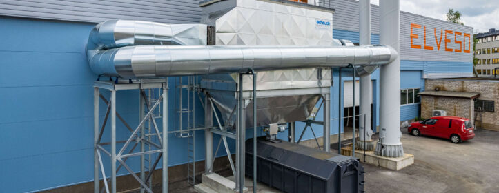Elveso biomass boilerhouse electrical flue gas filter
