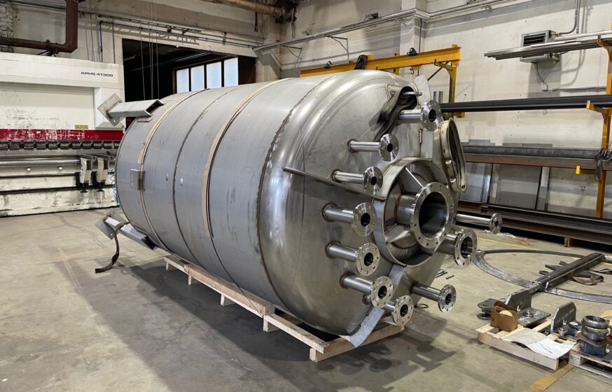 Manufactured stainless steel pressure tank before installation