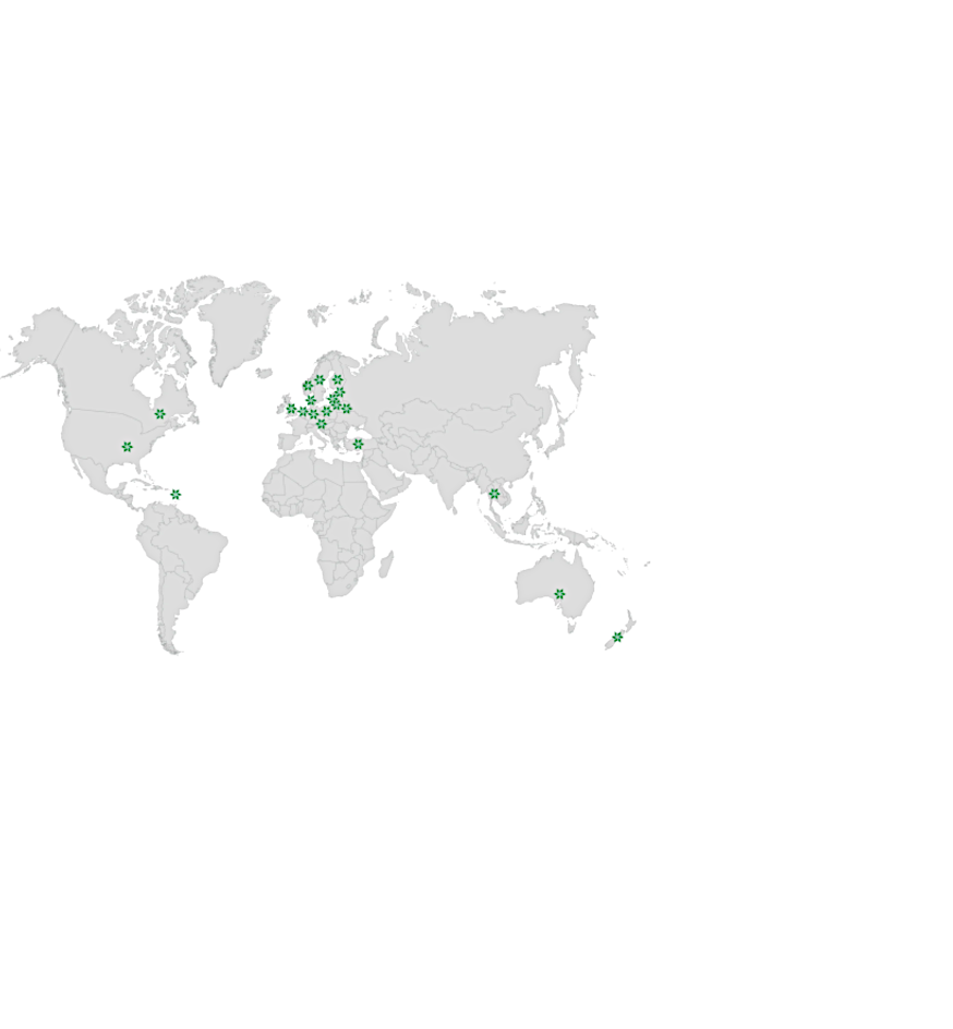 Map showing Tamult customers around the world