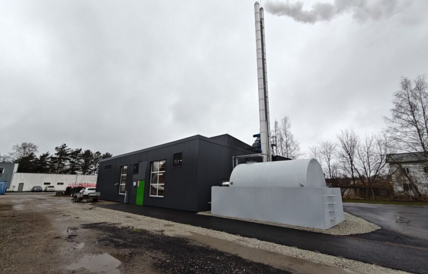 Completed biomass boiler plant exterior view in Rapla
