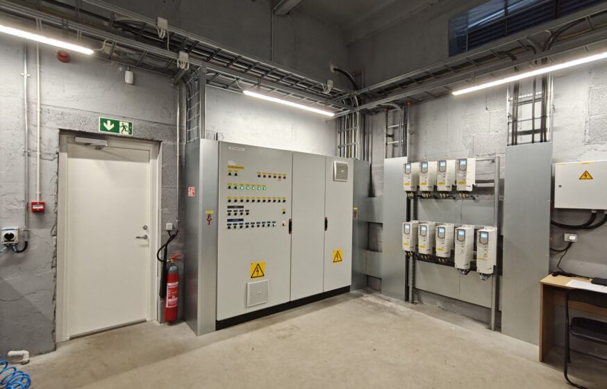 Electrical automation and control panels in biomass boiler plant in Rapla