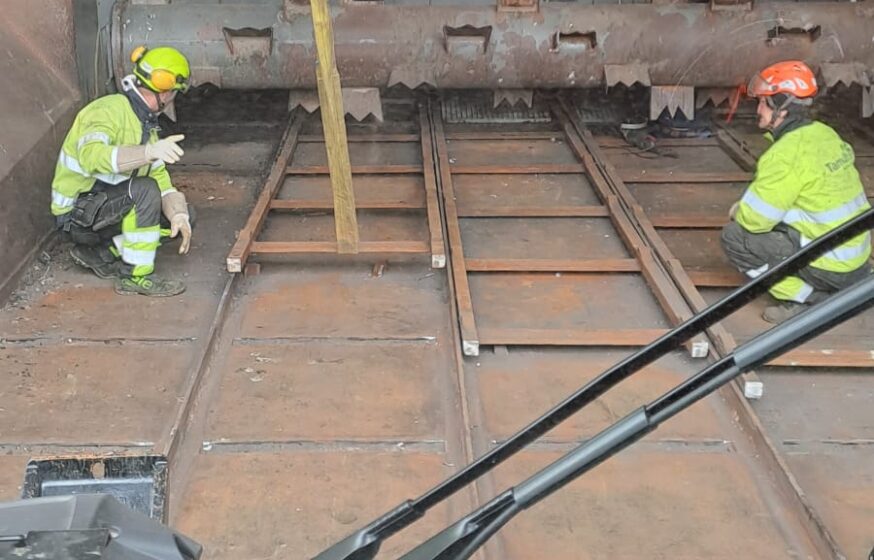 Existing warehouse floor structure before replacement during industrial renovation by Tamult in Austria