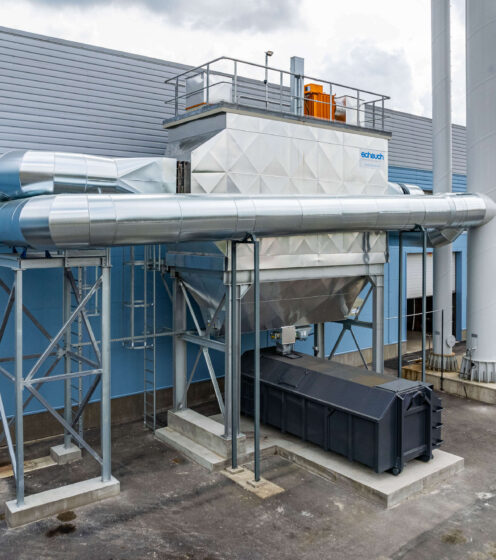 Elveso biomass boilerhouse electrical flue gas filter