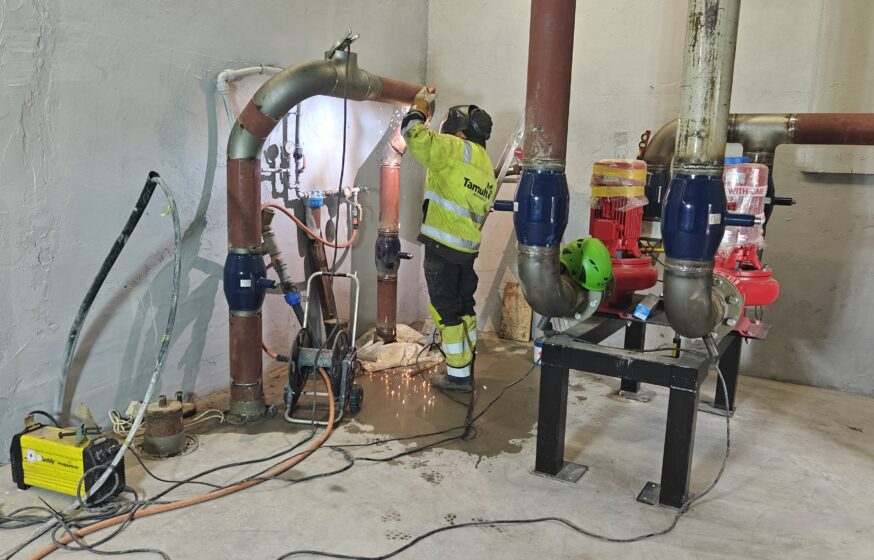 Biomass boiler plant installation work in progress at Rapla site