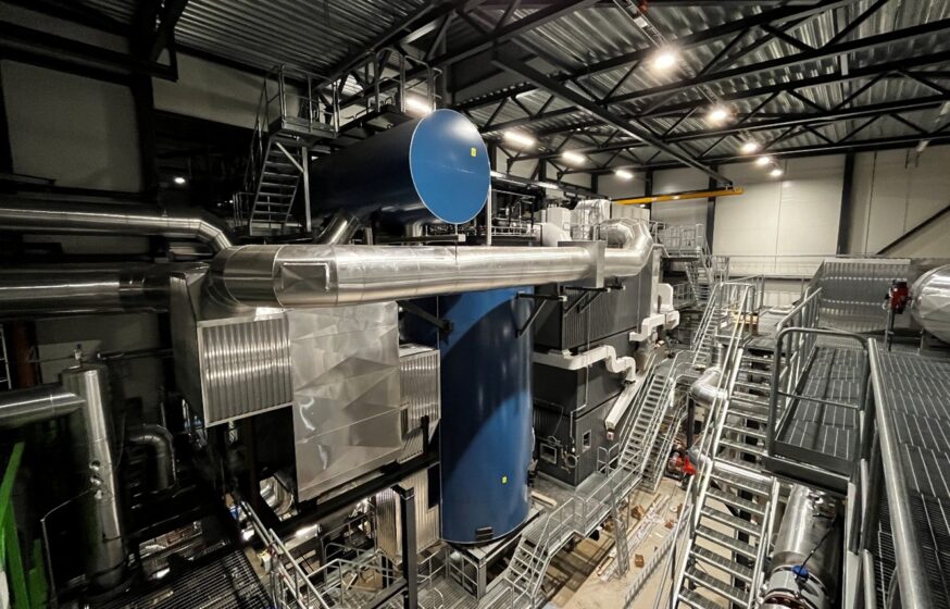 Service platforms and stairs around biomass boiler