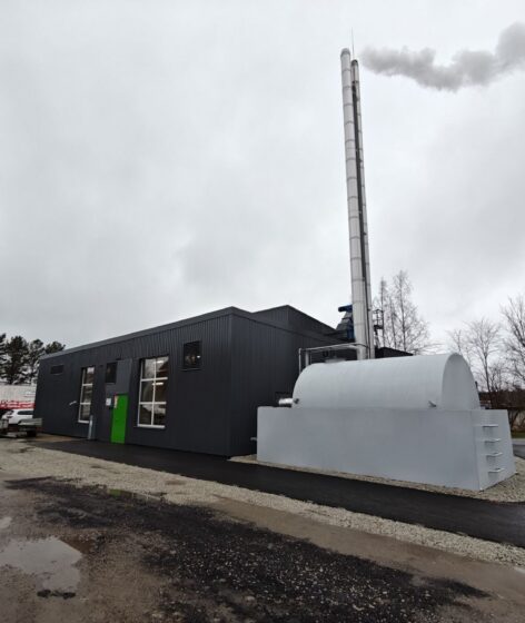 Completed biomass boiler plant exterior view in Rapla