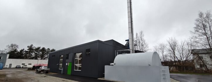 Completed biomass boiler plant exterior view in Rapla