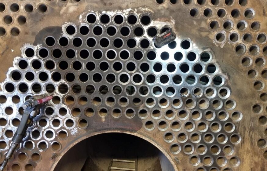 Removal of old boiler tubes and installation of new tubes during biomass boiler refurbishment by Tamult