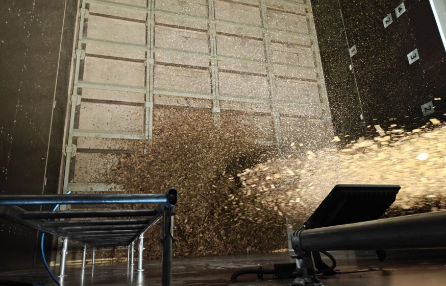 Wood chip unloading process at Rapla biomass boiler plant