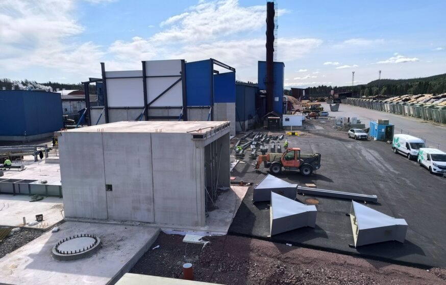 Boiler plant construction site during technology installation works