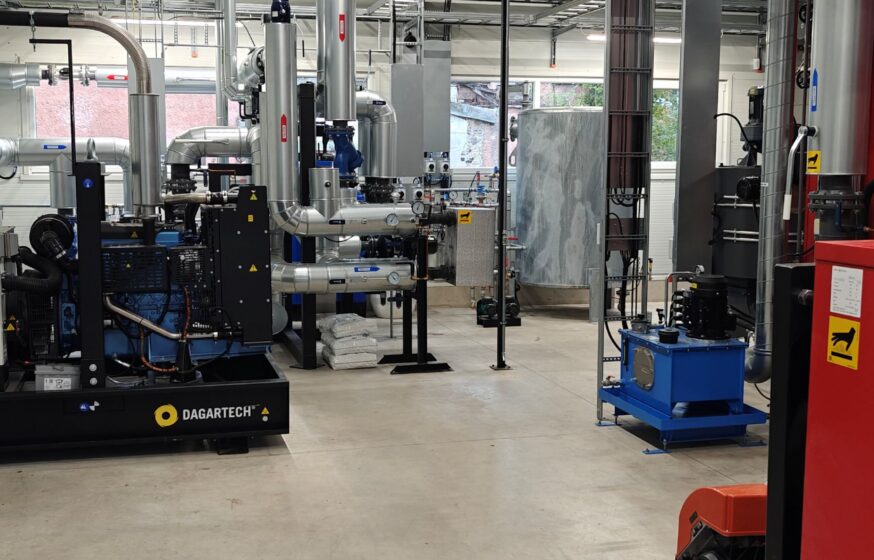 Biomass boiler unit with flue gas ducting