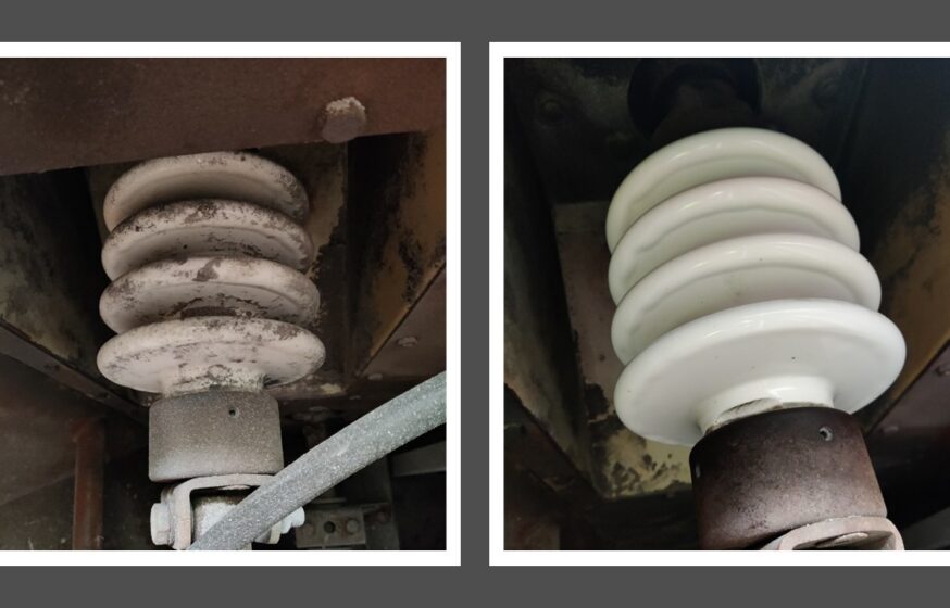 Electric precipitator ceramic insulator maintenance during ESP filter service work