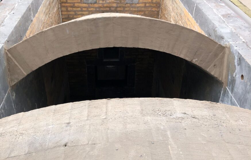 Refractory masonry works showing completed furnace interior