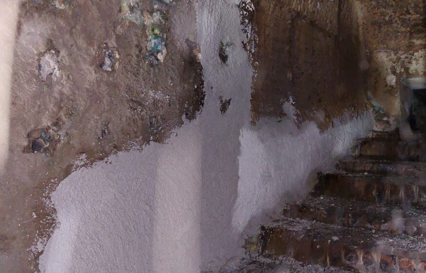 Refractory masonry works showing completed furnace lining after repair