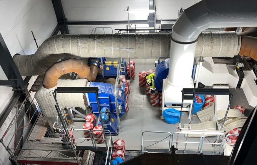 Flue gas ducts insulation works inside boiler plant