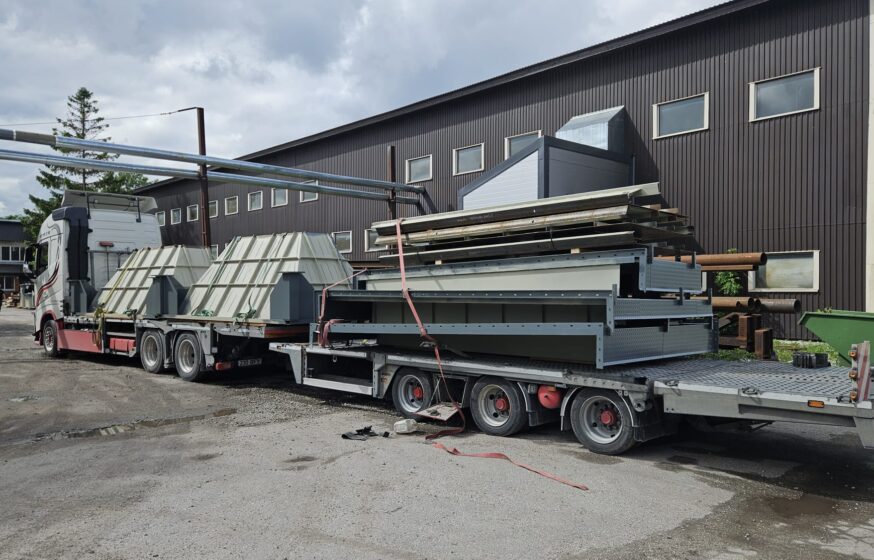 ESP filter components loaded onto a truck for transport