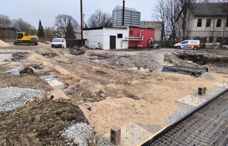 Boiler house foundation and construction works at Aravete district heating project